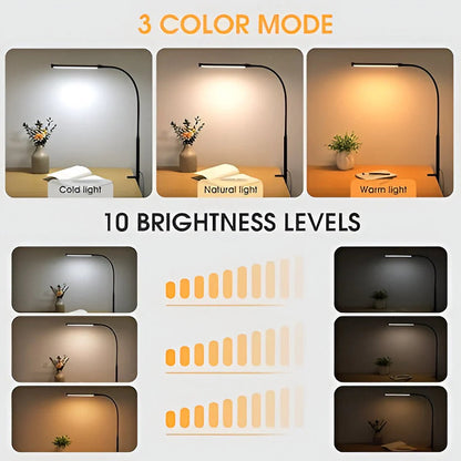 Versatile Clamp-On LED Desk Light with Adjustable Arm