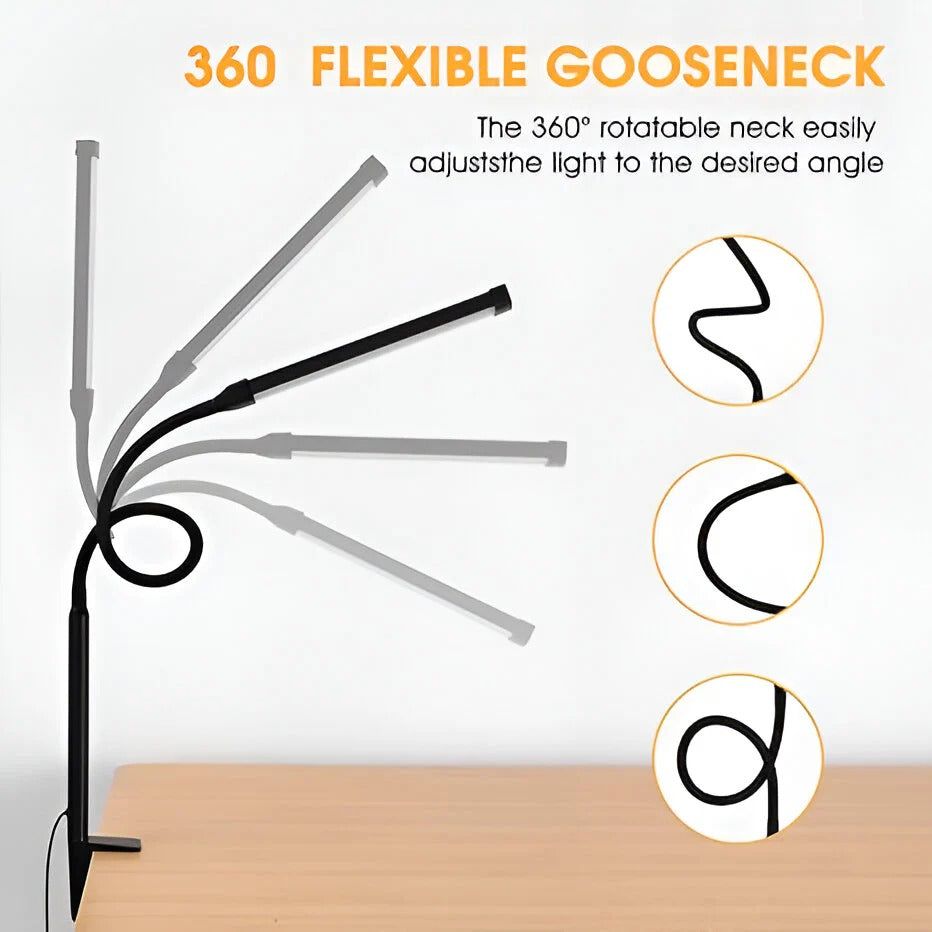 Versatile Clamp-On LED Desk Light with Adjustable Arm