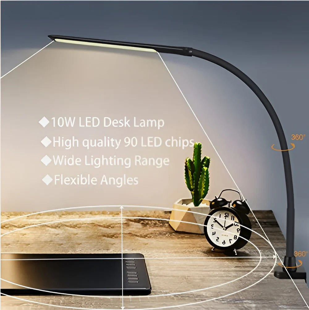 Versatile Clamp-On LED Desk Light with Adjustable Arm