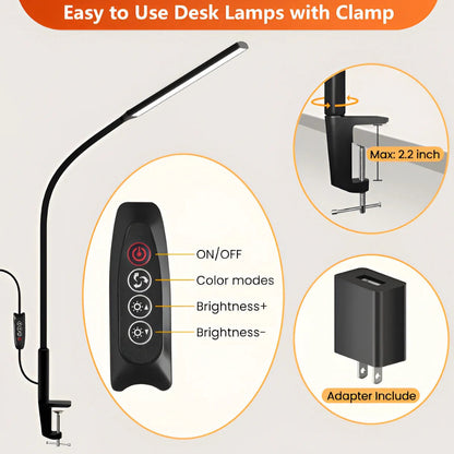 Versatile Clamp-On LED Desk Light with Adjustable Arm