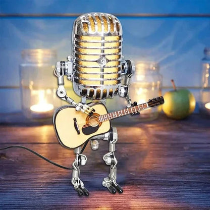 Retro Robot Table Light with Microphone and Guitar Accent