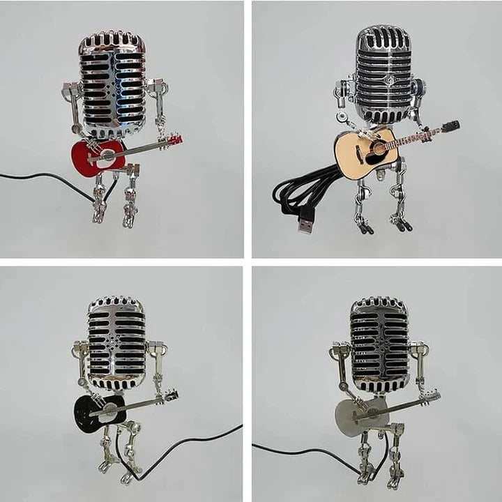 Retro Robot Table Light with Microphone and Guitar Accent