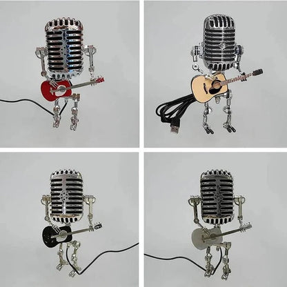 Retro Robot Table Light with Microphone and Guitar Accent