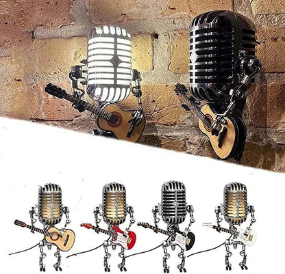 Retro Robot Table Light with Microphone and Guitar Accent
