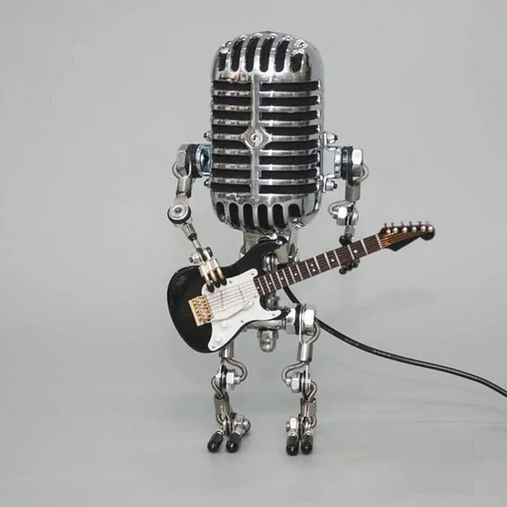 Retro Robot Table Light with Microphone and Guitar Accent