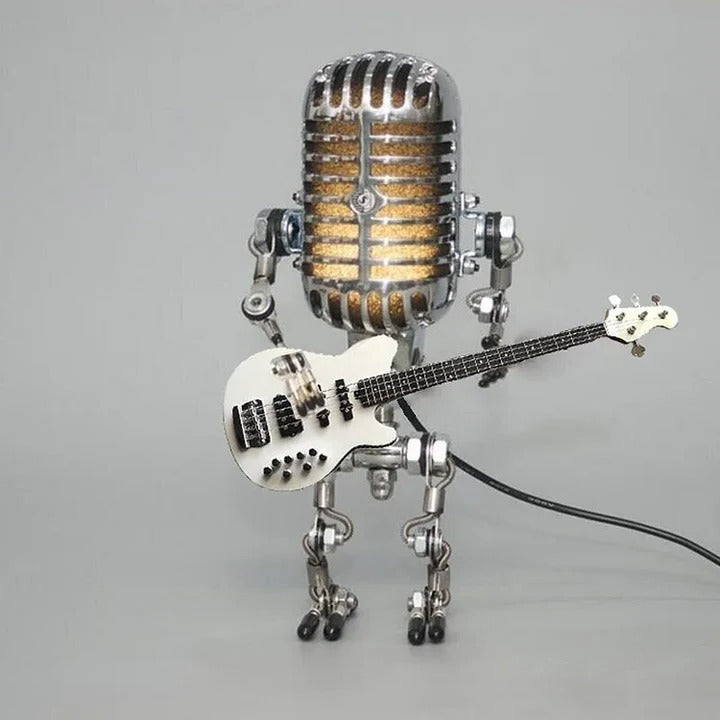 Retro Robot Table Light with Microphone and Guitar Accent