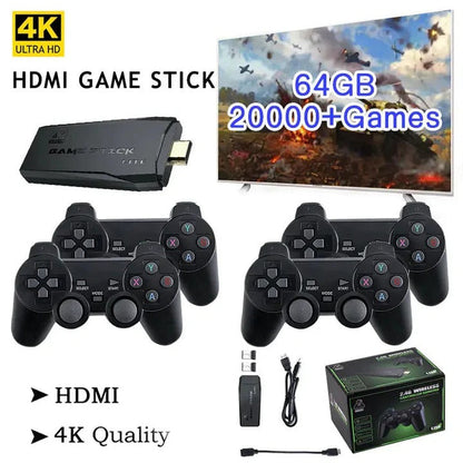 Classic Gaming Hub with 64GB Memory and Dual Wireless Controllers