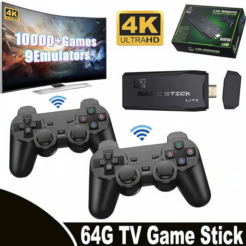 Classic Gaming Hub with 64GB Memory and Dual Wireless Controllers