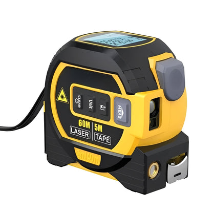 Precision Laser Distance Measuring Tool with Dual Tape Functionality