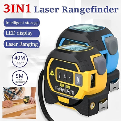 Precision Laser Distance Measuring Tool with Dual Tape Functionality