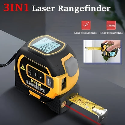 Precision Laser Distance Measuring Tool with Dual Tape Functionality