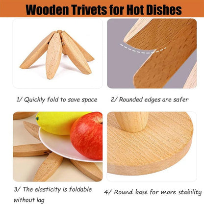 Space-Saving Wooden Trivet with Heat-Resistant Design