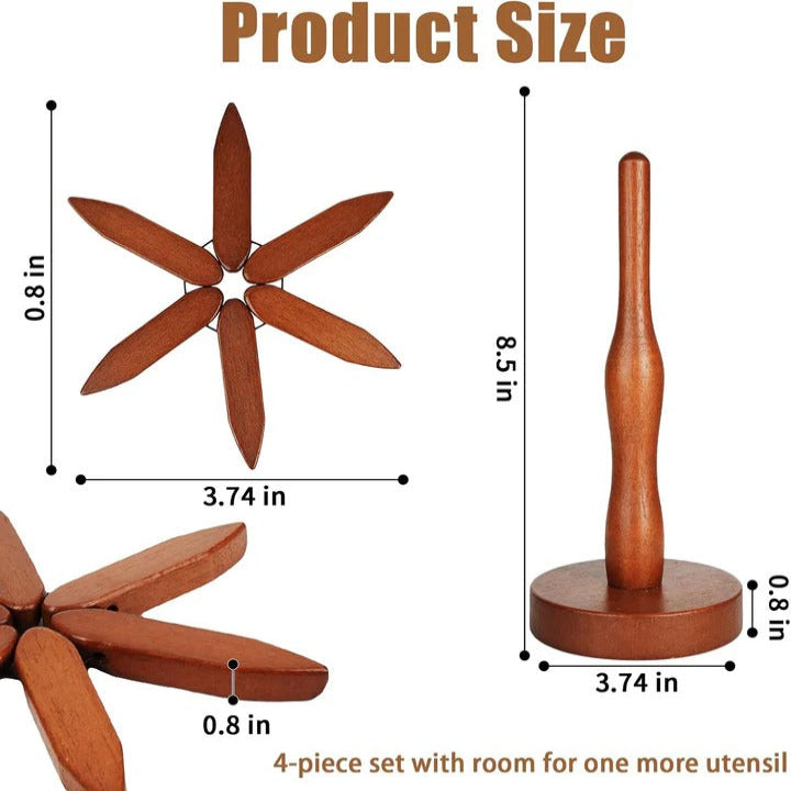 Space-Saving Wooden Trivet with Heat-Resistant Design