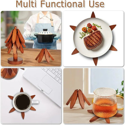 Space-Saving Wooden Trivet with Heat-Resistant Design