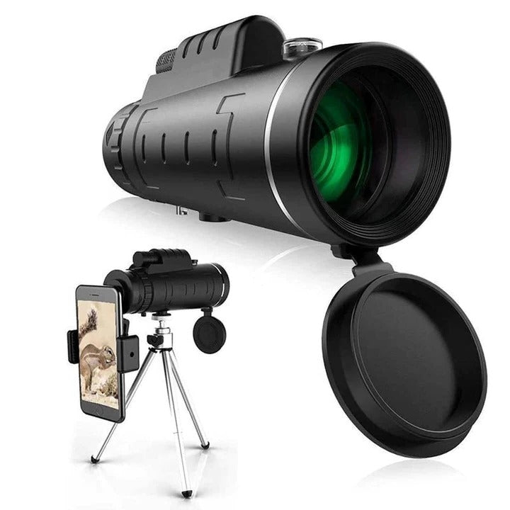 Compact High-Powered Telescope with Smartphone Connector and Tripod