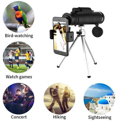 Compact High-Powered Telescope with Smartphone Connector and Tripod