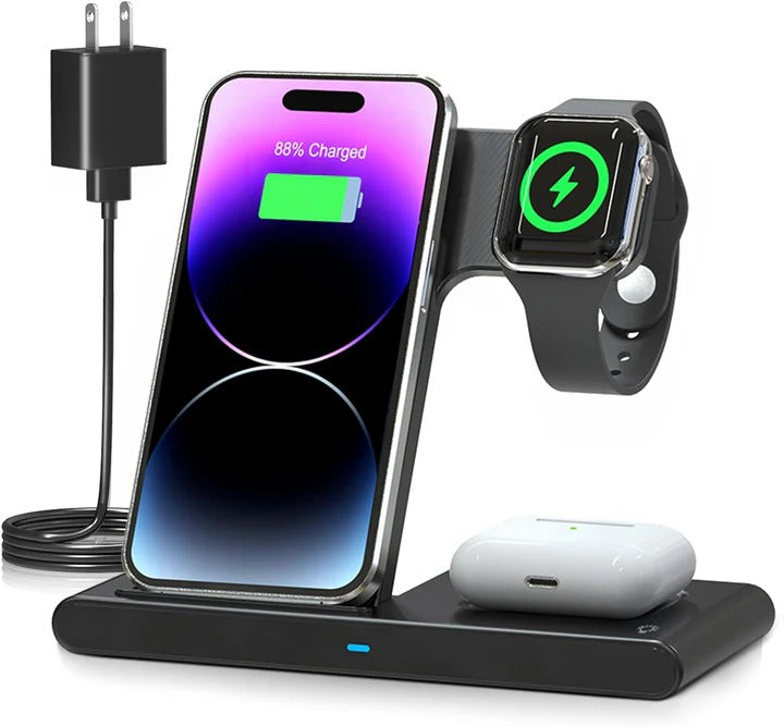 All-in-One Wireless Charging Dock for Phones, Watches, and Earbuds