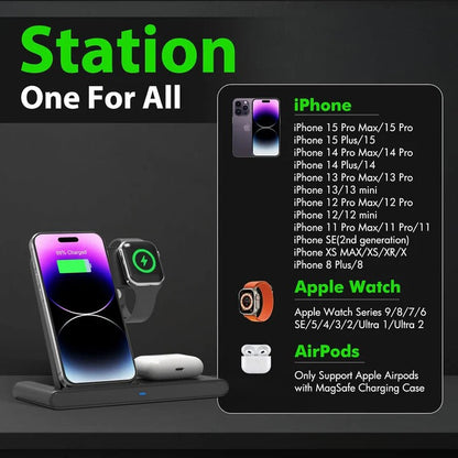 All-in-One Wireless Charging Dock for Phones, Watches, and Earbuds