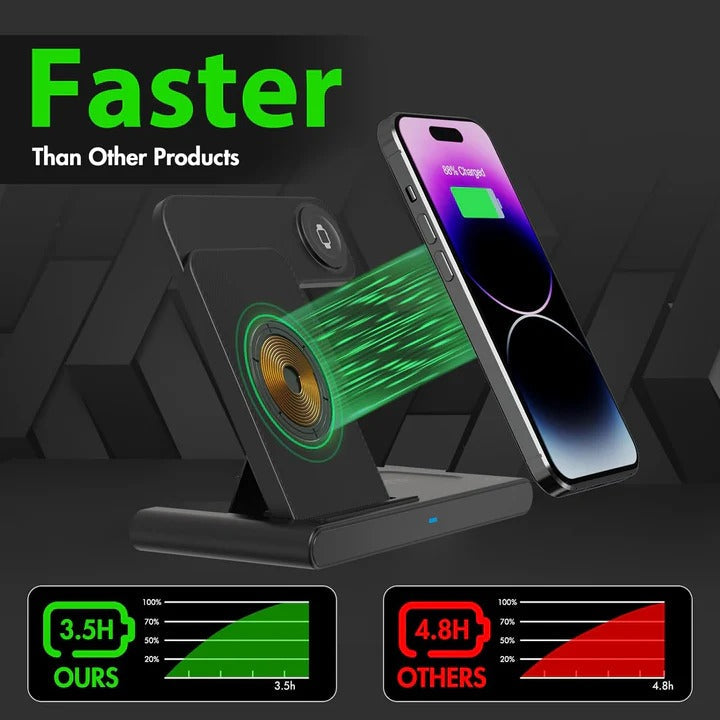 All-in-One Wireless Charging Dock for Phones, Watches, and Earbuds
