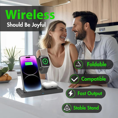 All-in-One Wireless Charging Dock for Phones, Watches, and Earbuds