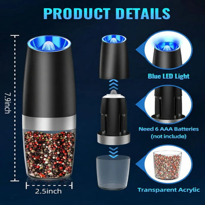 Smart Gravity Spice Mill with Effortless One-Hand Operation