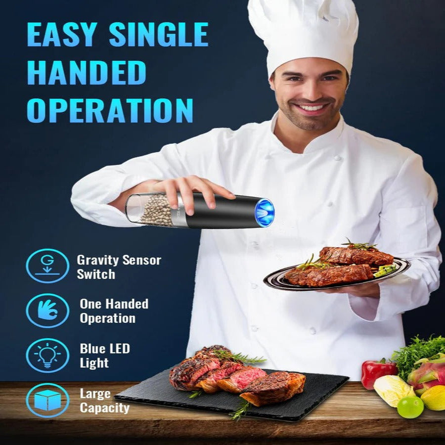 Smart Gravity Spice Mill with Effortless One-Hand Operation