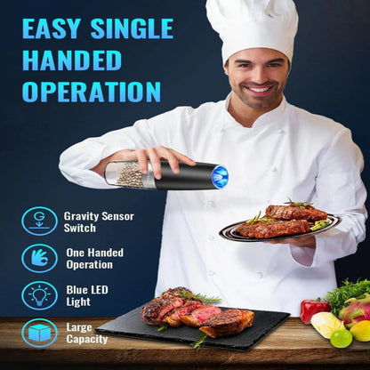 Smart Gravity Spice Mill with Effortless One-Hand Operation