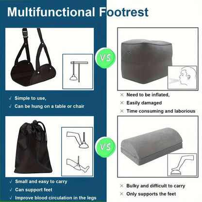 Comfortable Travel Foot Rest with Foam Support for Airplanes and Offices - Set of 2