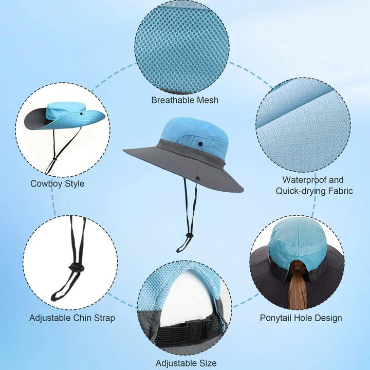 Versatile Sun Shield Hat with Customizable Fit and Travel-Friendly Design