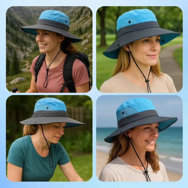 Versatile Sun Shield Hat with Customizable Fit and Travel-Friendly Design