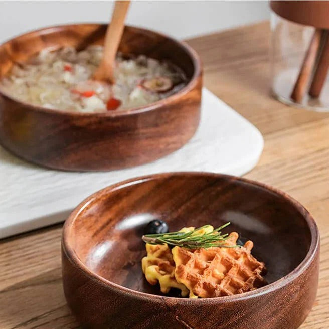 Elegant Walnut Serving Bowls - Set of 2 for All Occasions