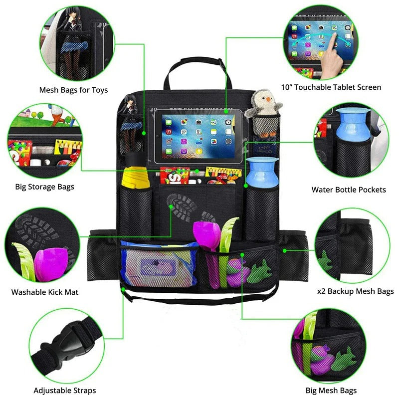 Multi-Pocket Car Seat Storage Solution for Family Travel