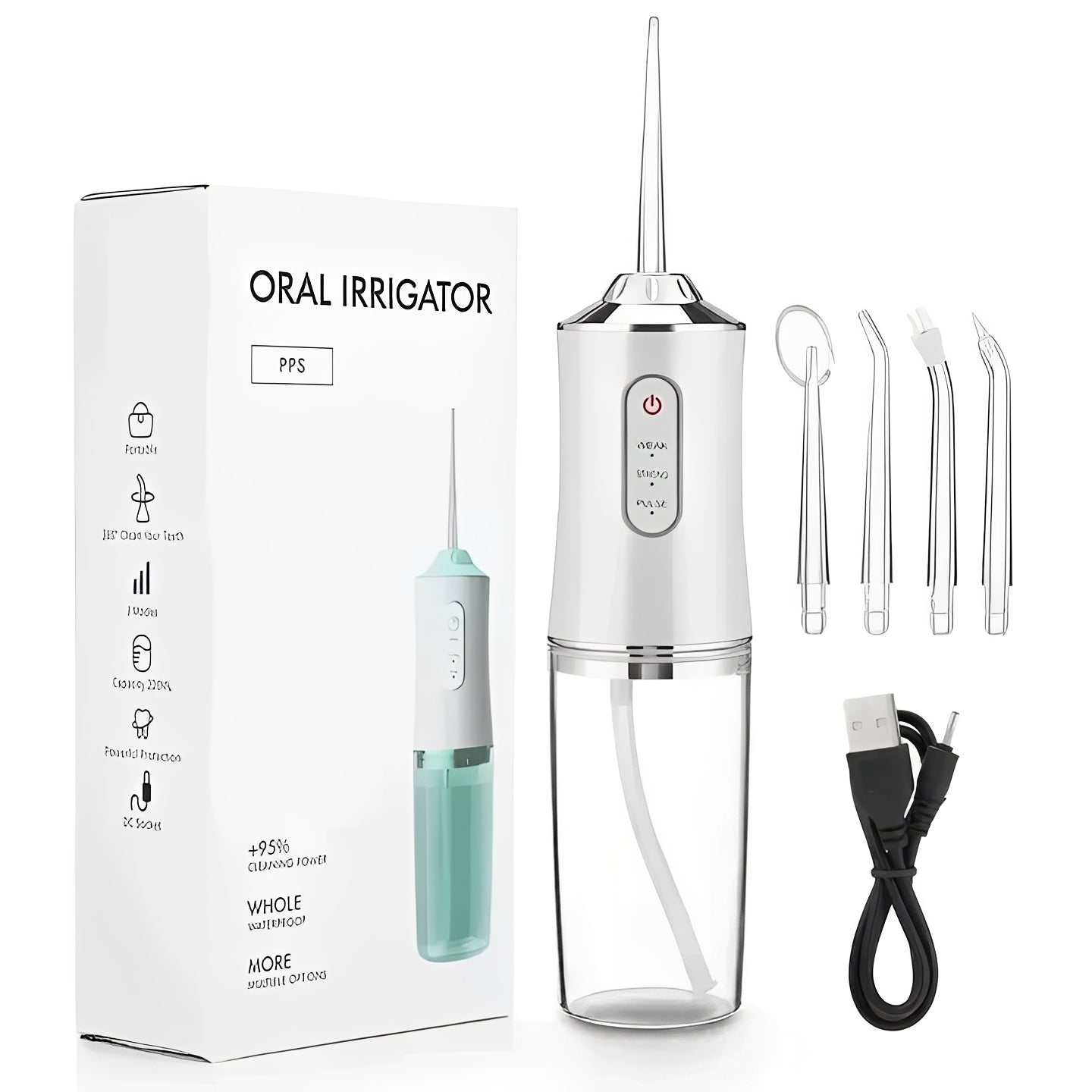 Compact Cordless Water Jet Cleaner with Interchangeable Tips