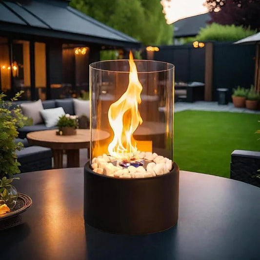 Compact Glass Flame Display with Extinguisher Tool