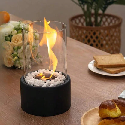 Compact Glass Flame Display with Extinguisher Tool