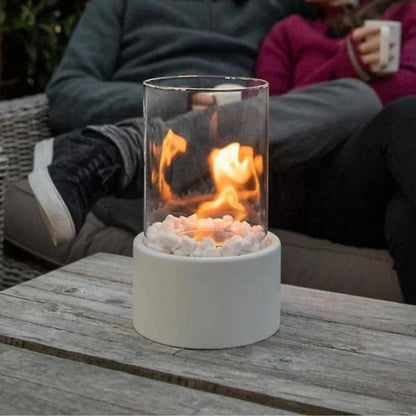 Compact Glass Flame Display with Extinguisher Tool