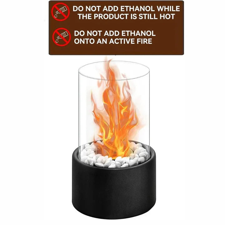 Compact Glass Flame Display with Extinguisher Tool