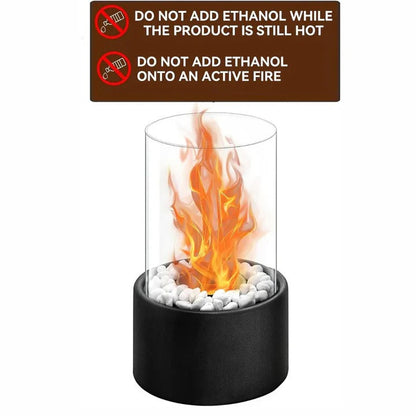 Compact Glass Flame Display with Extinguisher Tool
