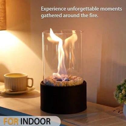 Compact Glass Flame Display with Extinguisher Tool