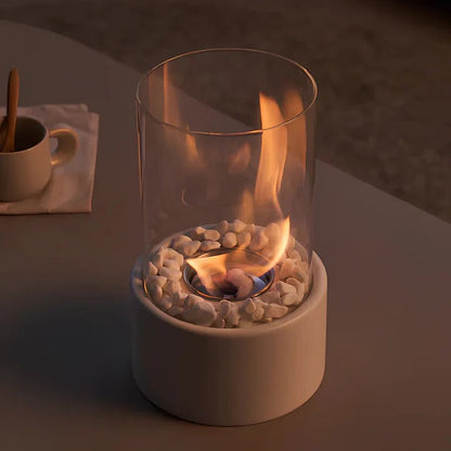 Compact Glass Flame Display with Extinguisher Tool