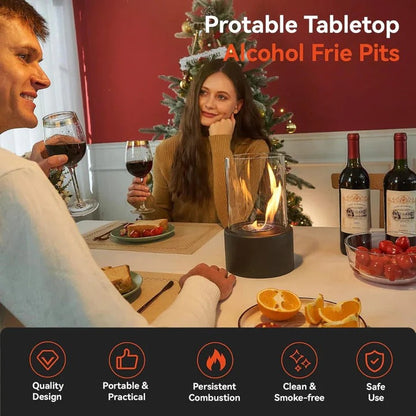 Compact Glass Flame Display with Extinguisher Tool