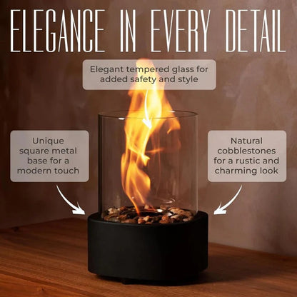 Compact Glass Flame Display with Extinguisher Tool