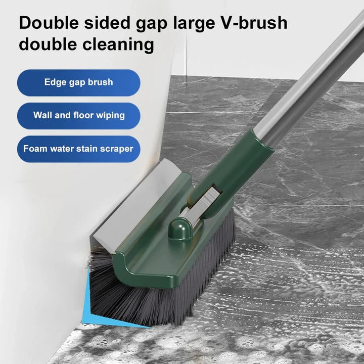 Ergonomic Long-Handled Cleaning Brush with Scraper Edge