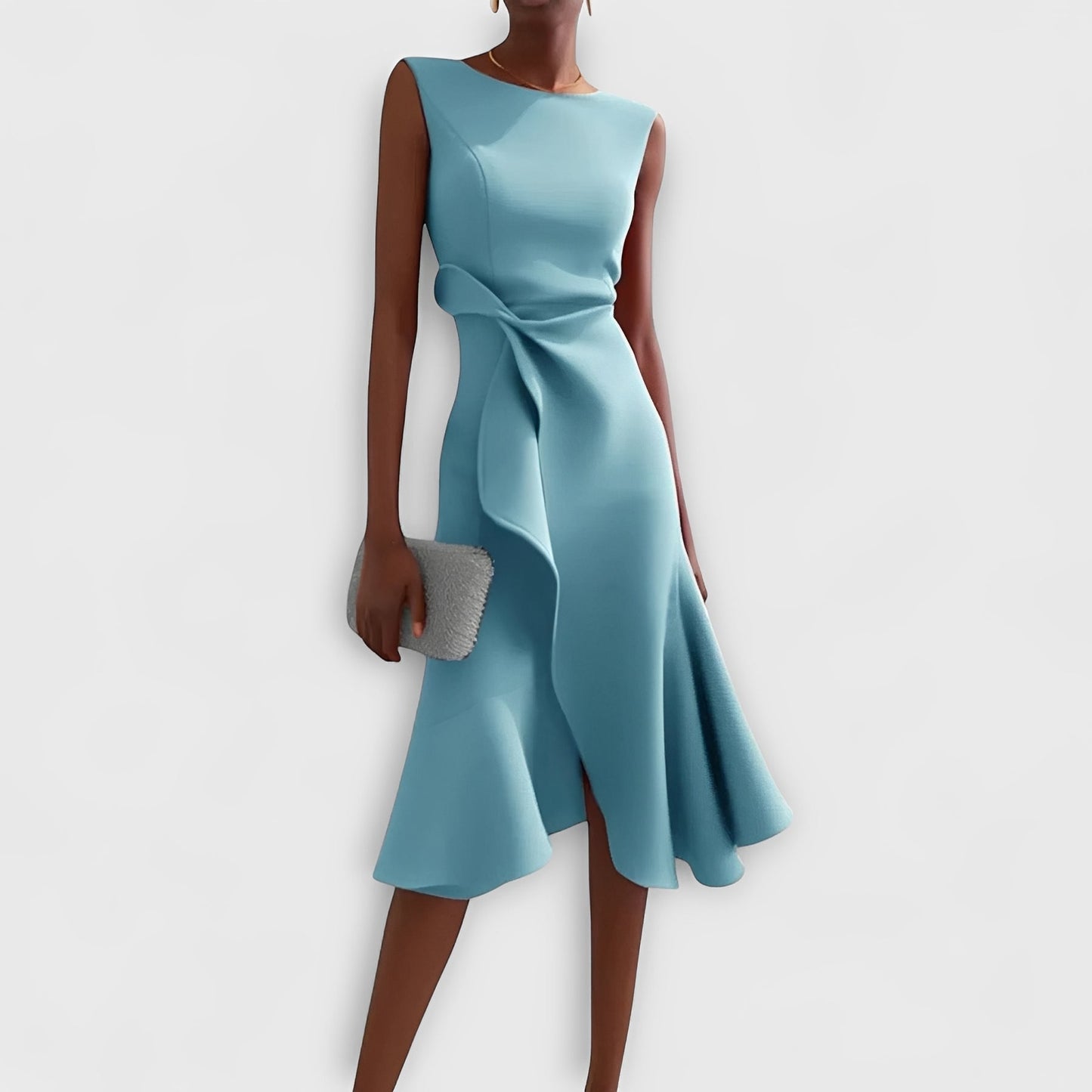 Flowing Midi Dress with Unique Asymmetric Hem