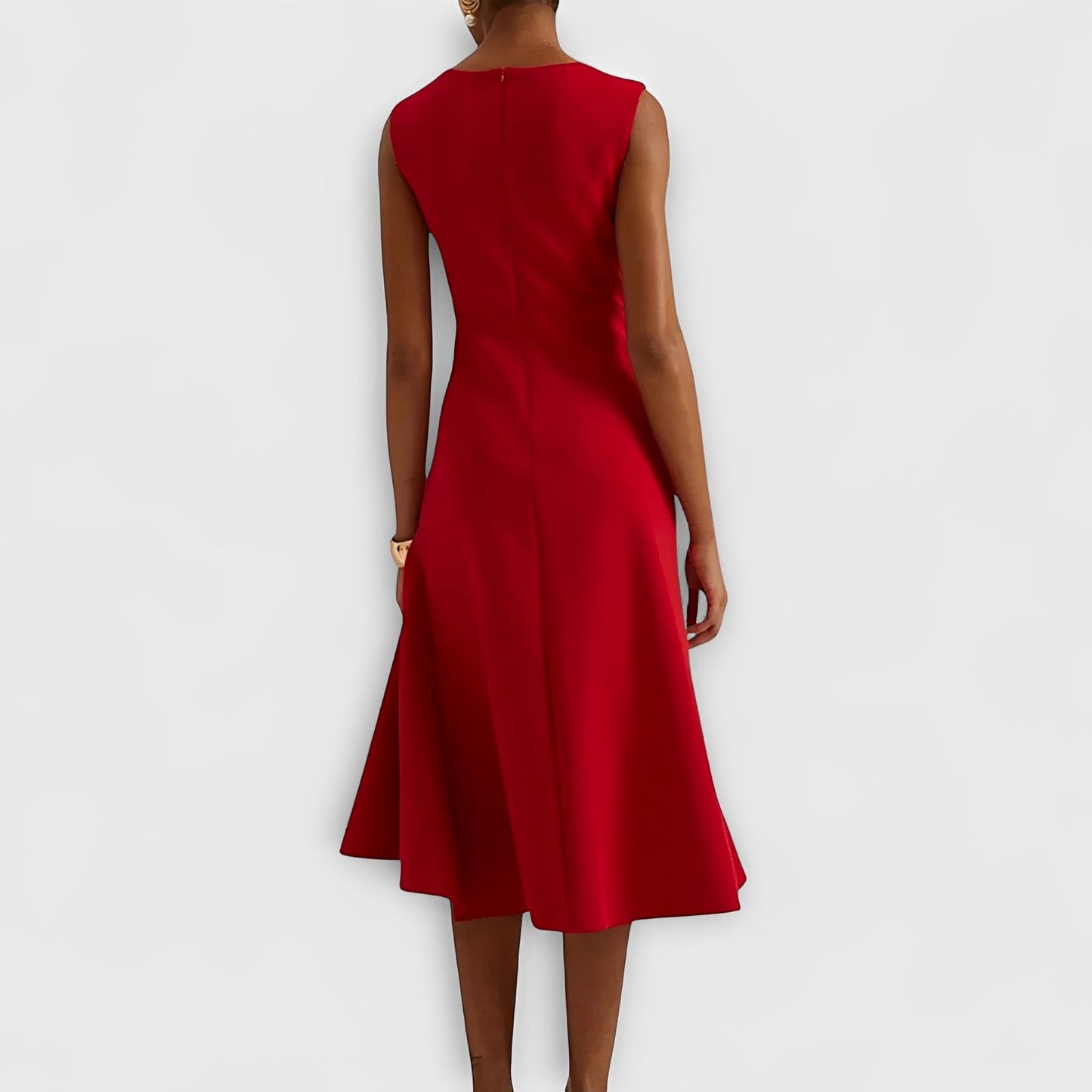 Flowing Midi Dress with Unique Asymmetric Hem