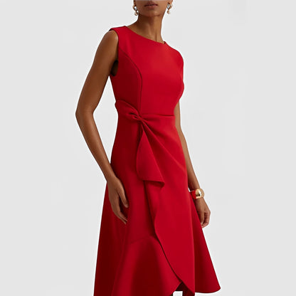 Flowing Midi Dress with Unique Asymmetric Hem