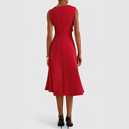 Flowing Midi Dress with Unique Asymmetric Hem