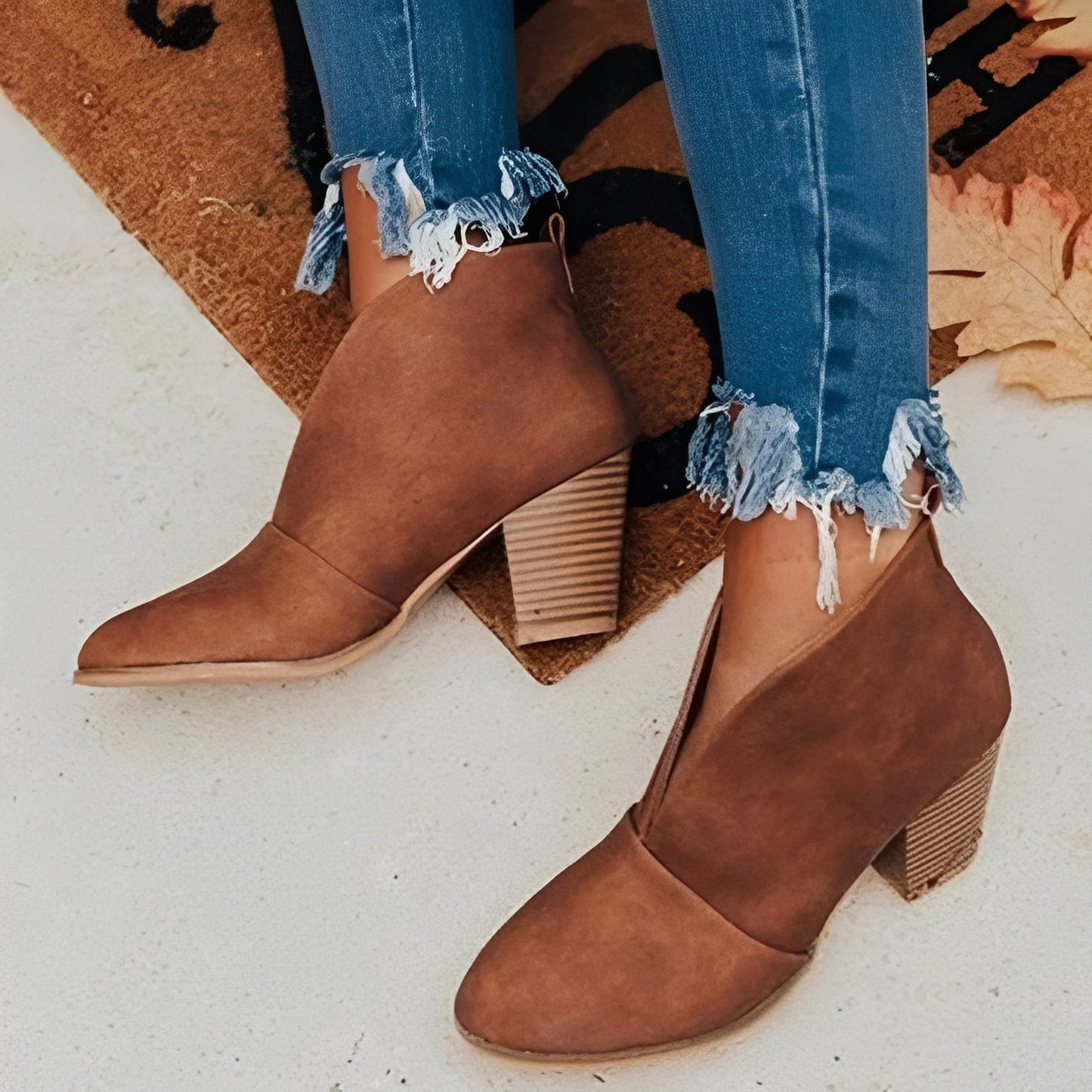 Chic Slip-On Ankle Boots for Women with Stylish V-Cut Design