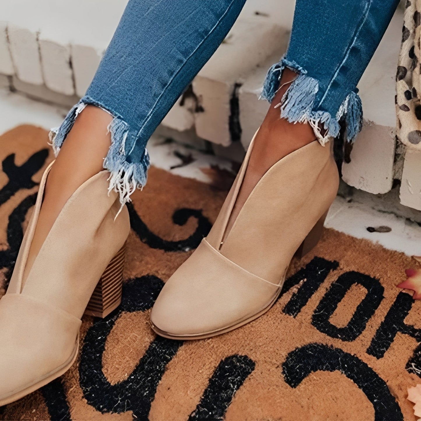 Chic Slip-On Ankle Boots for Women with Stylish V-Cut Design