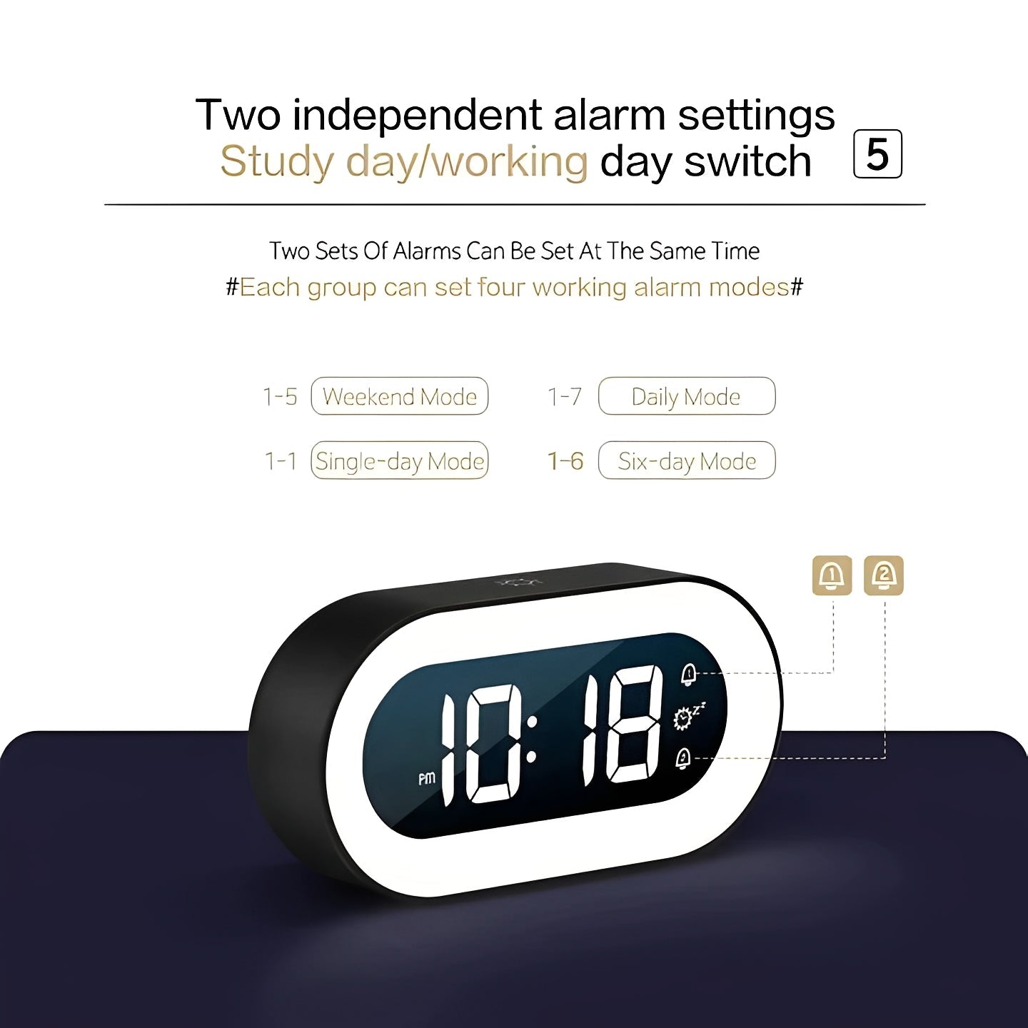 Gentle Dawn Wake-Up Clock with Adjustable Light and USB-C Power